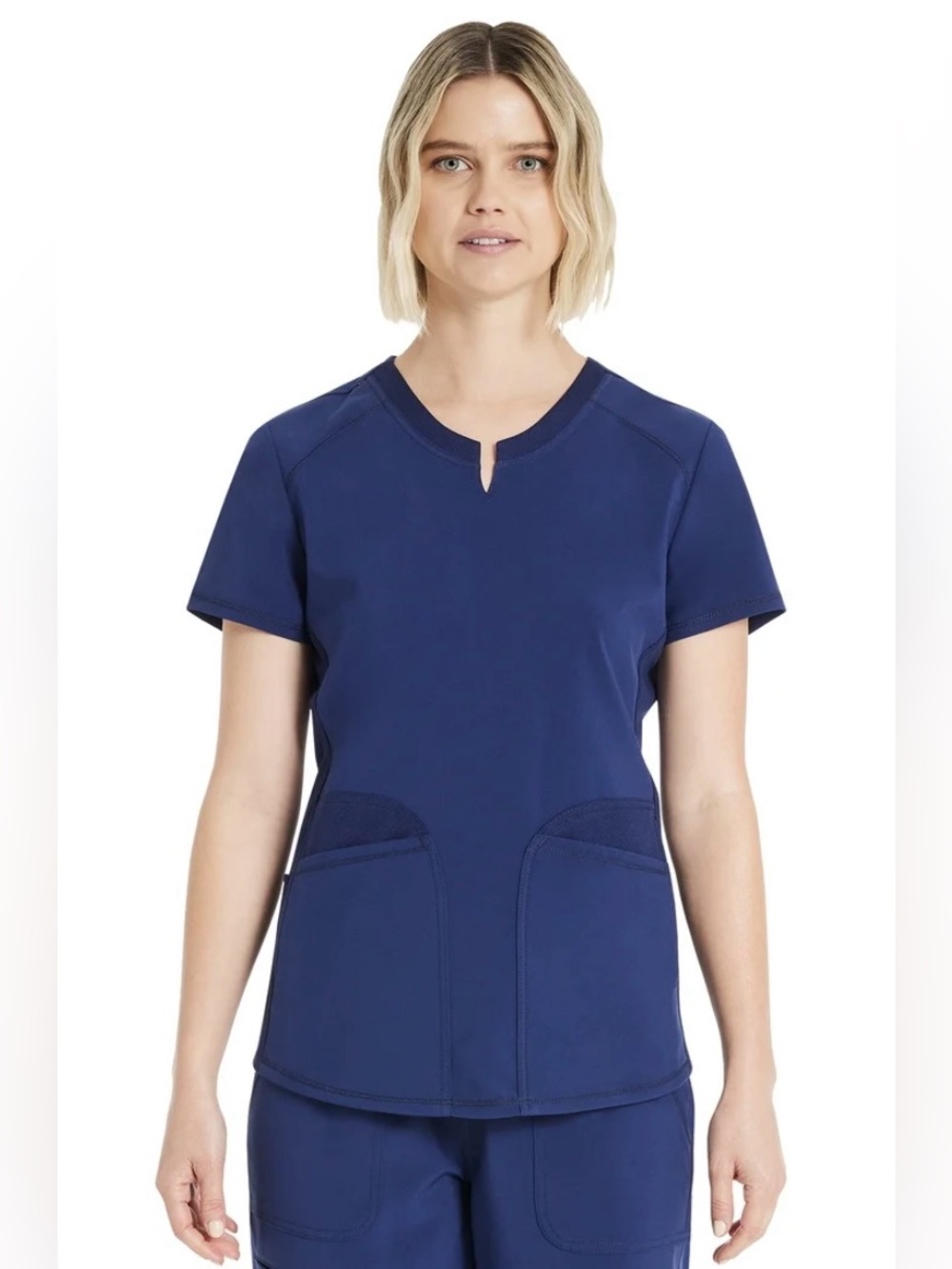 NWT Scrubstar Navy Short Sleeve Notch-Neck Women's Scrub Top